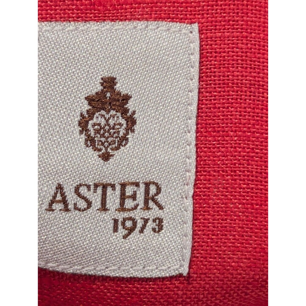 Aster 1973 Mens Dress Shirt 41 16 solid Coral Button Down Linen made in Italy - Picture 8 of 12